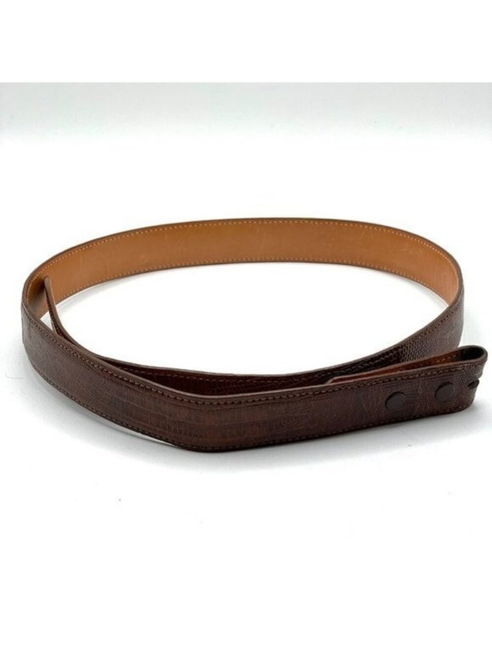 Pat Areias Vintage Genuine Lizard Brown Waist Belt Strap Unisex Size 28 USA